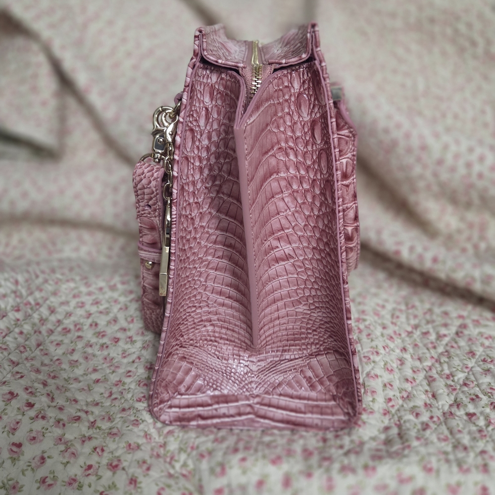 Brahmin Pink Croc-Embossed Leather Tote - Picture 3 of 5